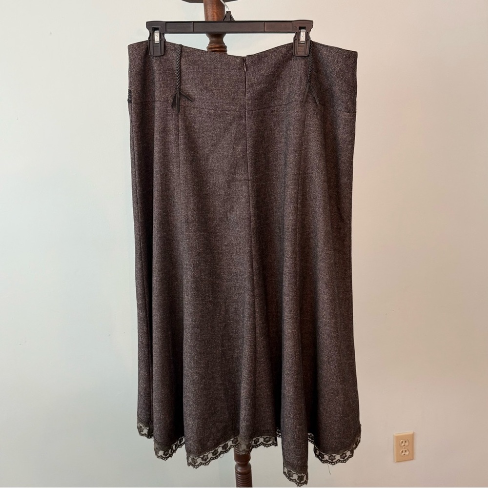 Vintage Forwear New York Elegant Brown Lace Trim Skirt Sz 14 - Picture 6 of 10